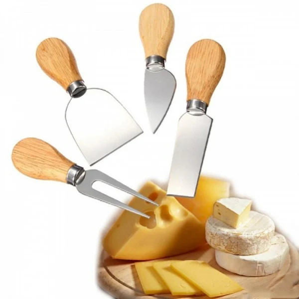 Set 6 Instrumente Versatile cu Maner din Lemn pentru Selectie de Branzeturi